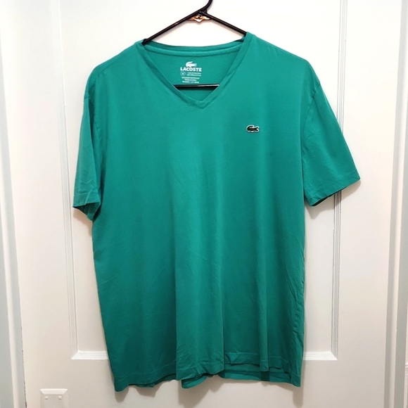 Lacoste men’s green v-neck t-shirt Size 6 (XL) - Picture 1 of 7